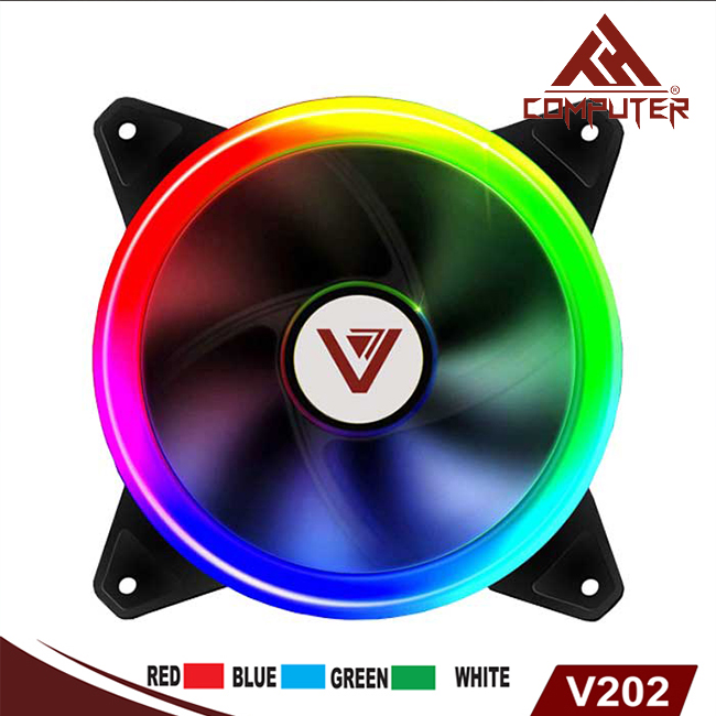 Quạt tản nhiệt - fan led vsp v202 rgb- 2 mặt led tròn không đổi màu - fullbox + ốc bảo hành 3th - cắm nguồn trực tiếp