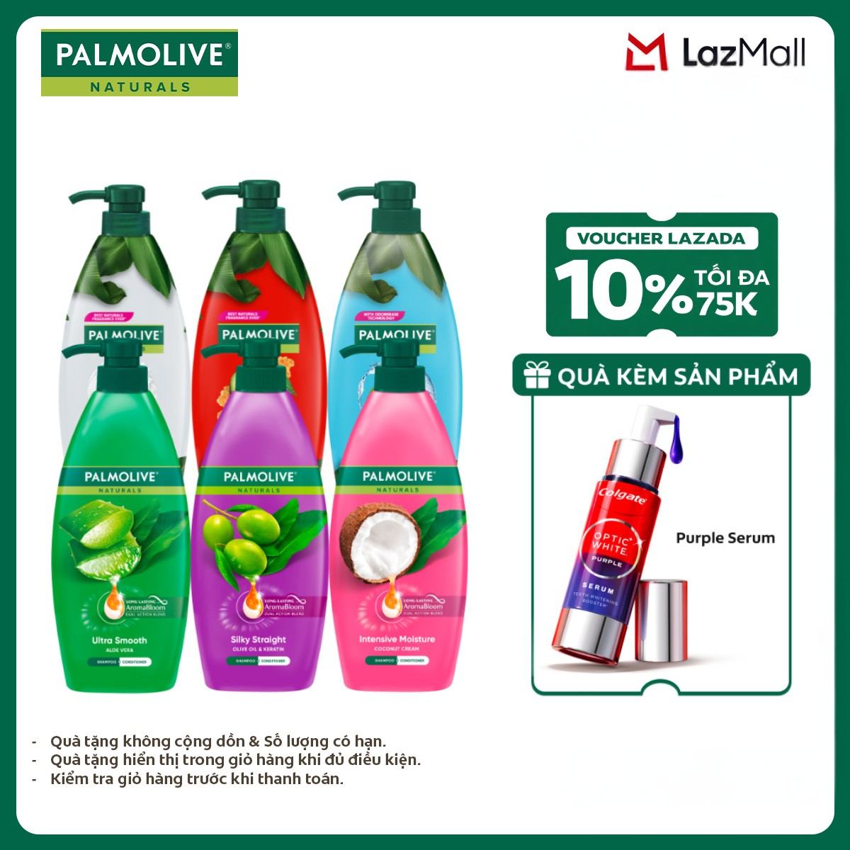 Bộ sưu tập 6 chai dầu gội Palmolive 600ml (đủ các màu)