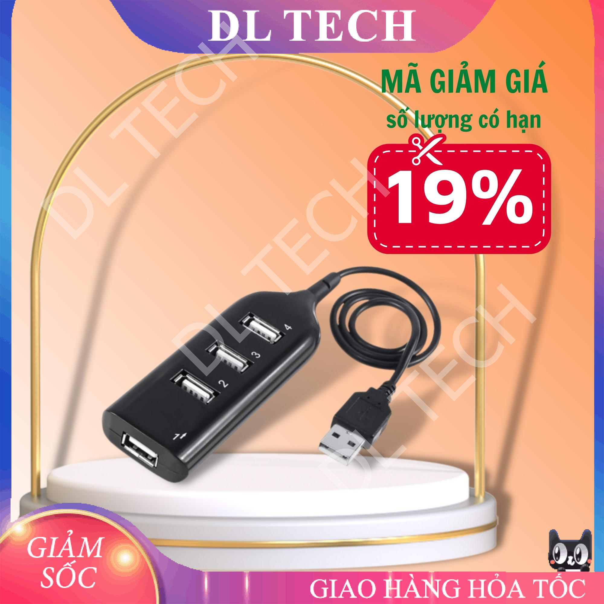 Bộ chia USB HUB 4 port USB 2.0 giá rẻ mẫu 1 DL TECH