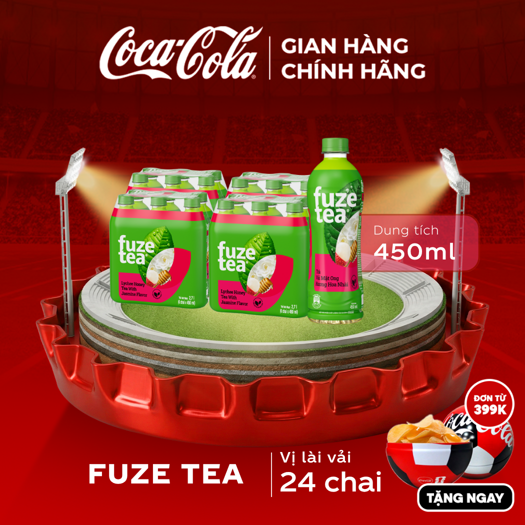 Lốc 24 Chai Trà Mật Ong Hương Lài Vải Fuzetea+ 450ml/Chai Sale 25.06 Coca-Cola Chính Hãng_LD