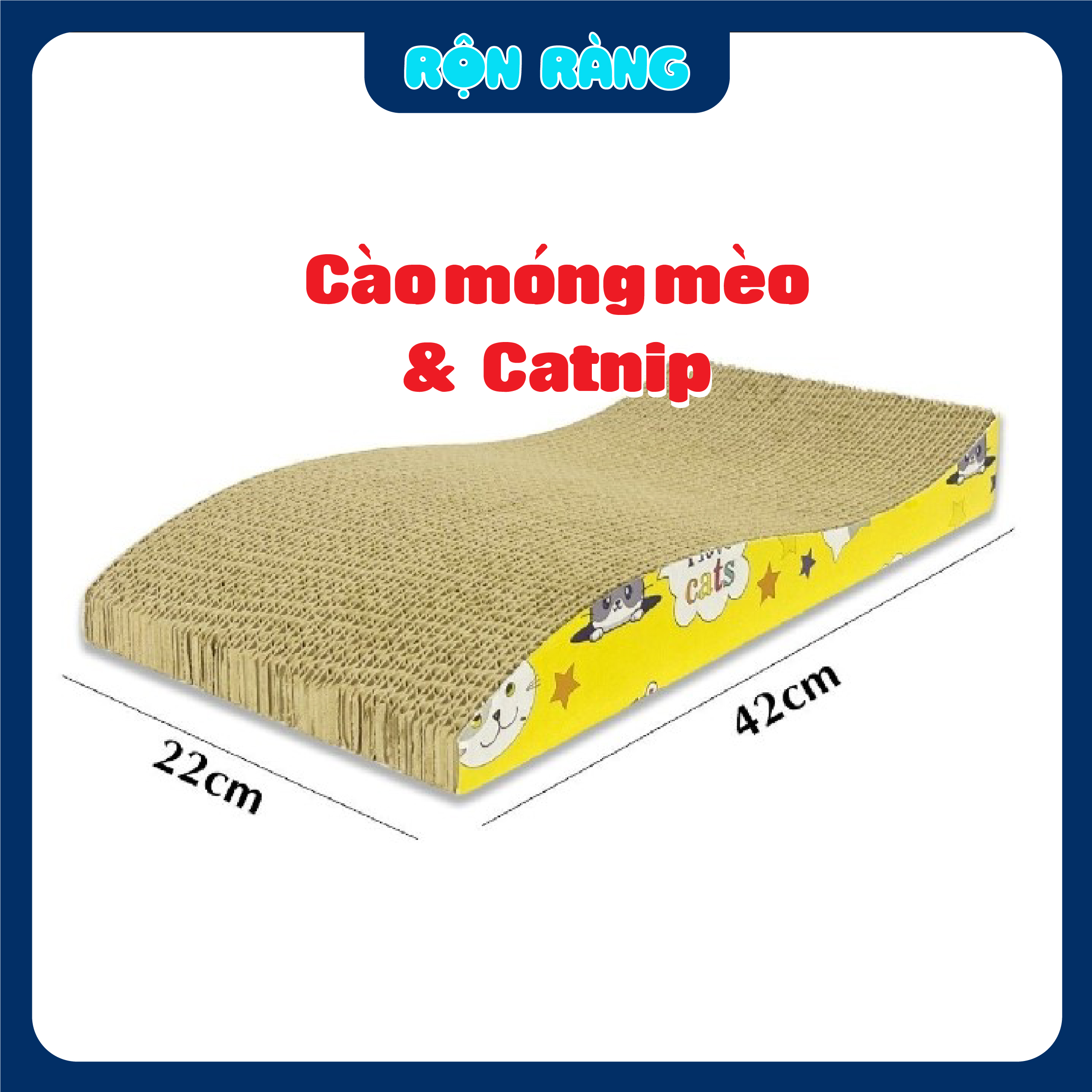 Bàn cào móng xả stress cho mèo 22x42cm kèm gói cỏ catnip