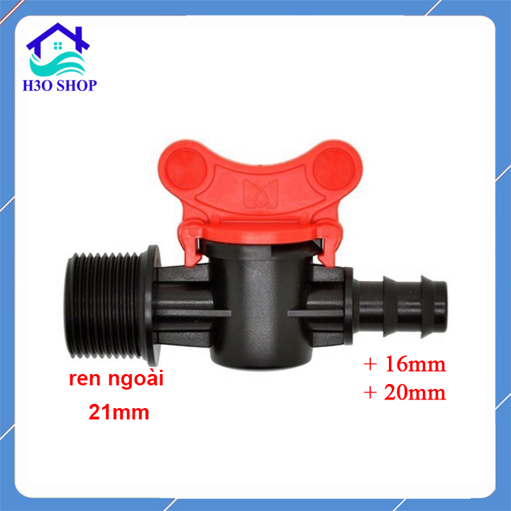 Van khởi thủy ren ngoài 21mm khóa ống PE/LDPE 16mm, 20mm - Van khóa ống