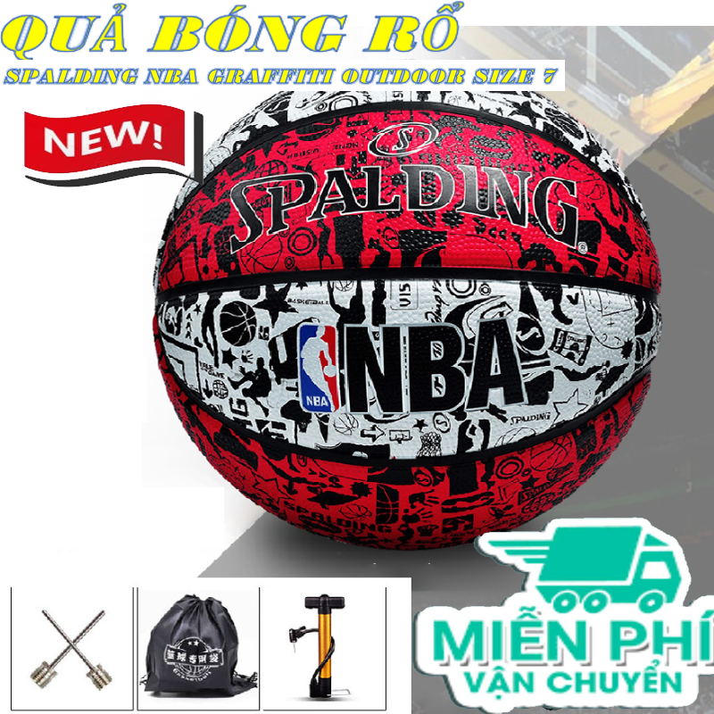 Bóng rổ bao nhiêu phút, Giày bóng rổ giá rẻ, Chơi bóng rổ tại nhà - Quả Bóng Rổ Spalding NBA Graffiti Outdoor Size 7 Dễ Kiểm Soát, Độ Nảy Ổn Định Tuyệt Đối