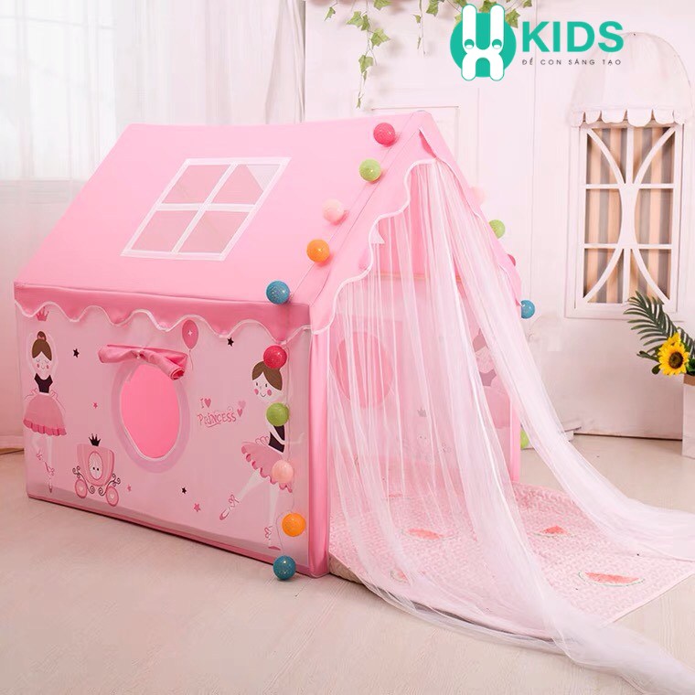 [Hoàn Tiền 10%]Lều trẻ em - Lều Hoàng tử Công Chúa, Lều Vải Hàn Quốc Cao Cấp, Lều Khung Gỗ Trẻ Em, Lều Ngôi Nhà Vui Chơi Cho Bé