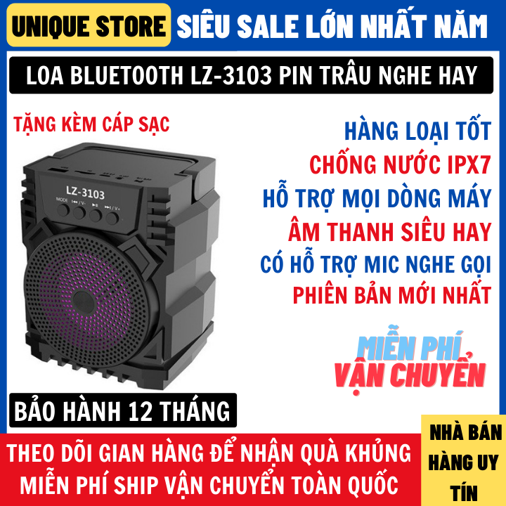 Loa Bluetooth Không Dây Bản Nâng Cấp Âm Thanh Hay, Pin Trâu Chống Nước IPX7 Bảo Hành 12 Tháng loa bluetooth không dây, loa bluetooth loa vi tính
