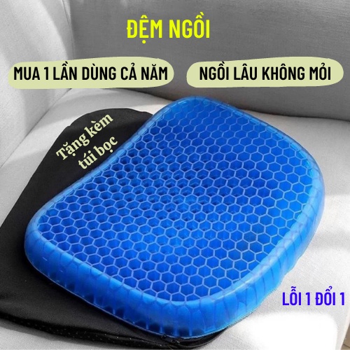 Đệm lót ghế 3D Gel Silicone thoáng khí cao cấp chống đau mỏi - Tặng bọc vải đệm, nệm lót ghế cao cấp