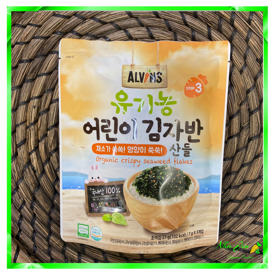 Rong biển rắc cơm hữu cơ vị rau củ Alvins 21g