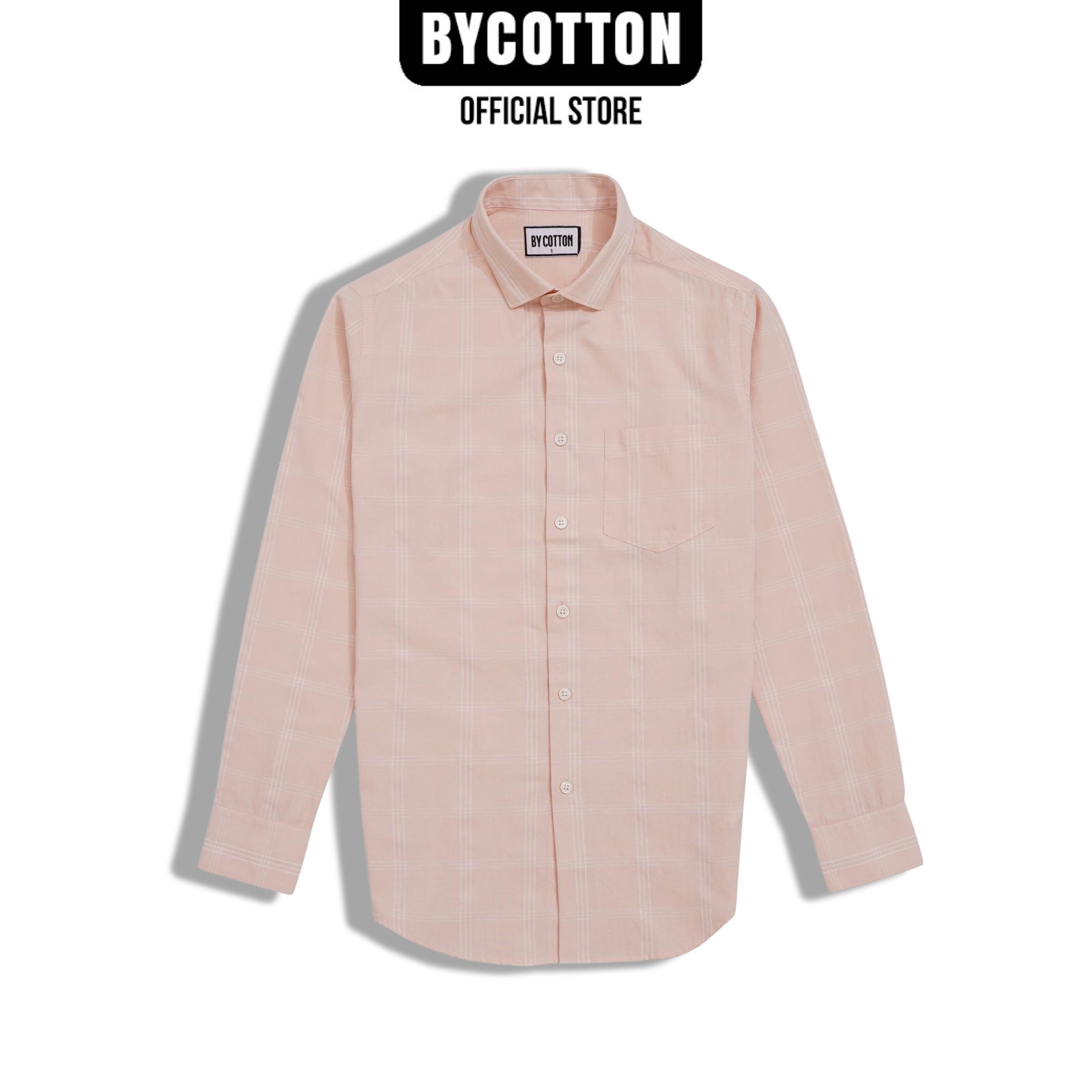 Áo sơ mi nam cao cấp hồng pastel caro checked patel 2 color light pink shirt by cotton