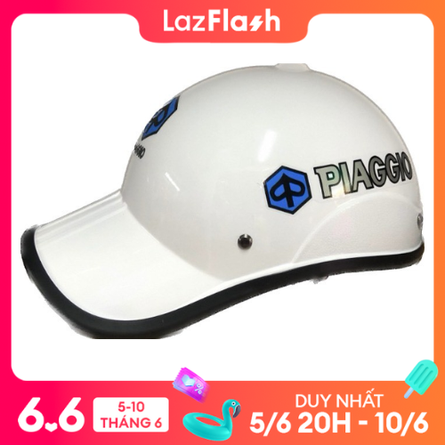 Mũ bảo hiểm/Nón Bảo Hiểm lưỡi trai nữa đầu logo piago có viền