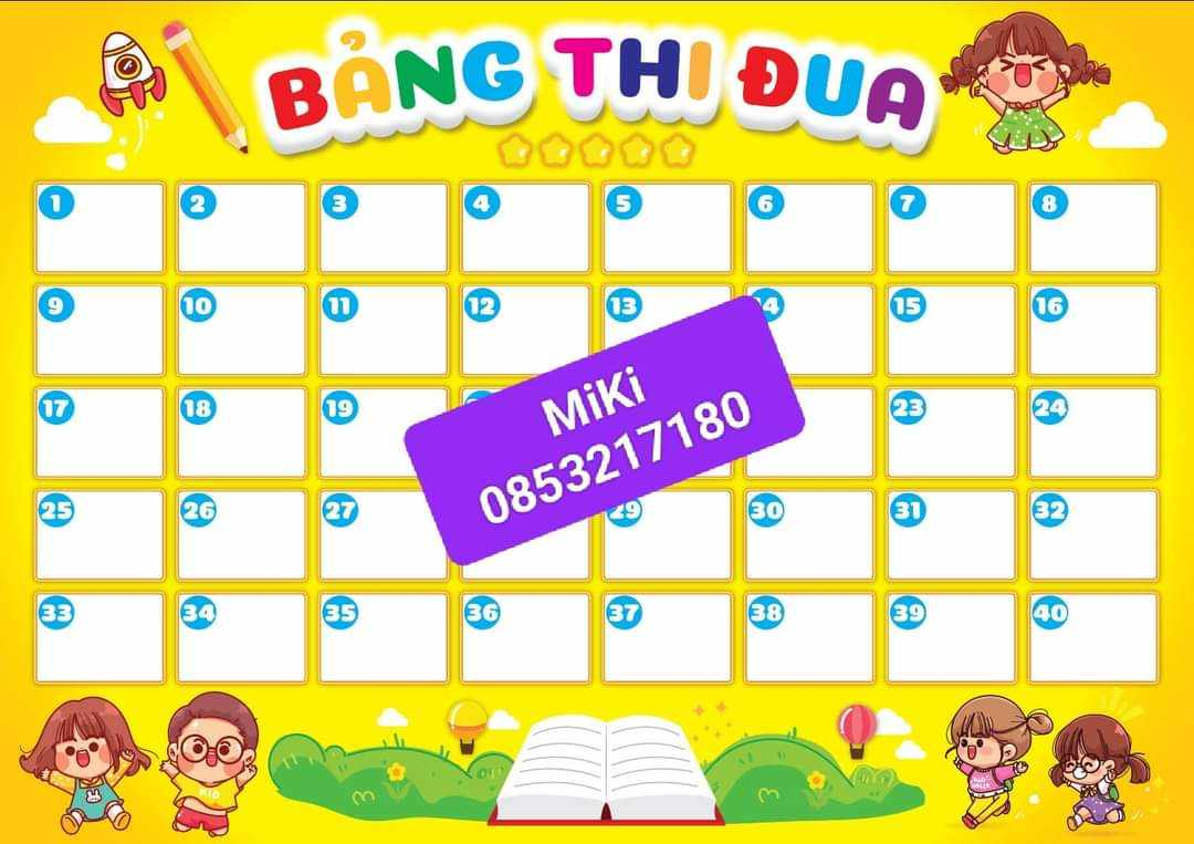 Bảng thi đua 40 học sinh