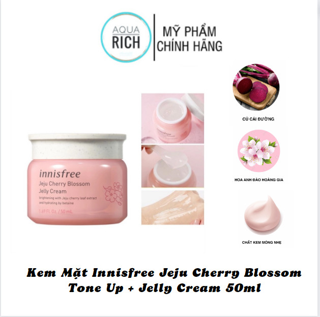 Kem Mặt Innisfree Jeju Cherry Blossom Tone Up + Jelly Cream 50ml