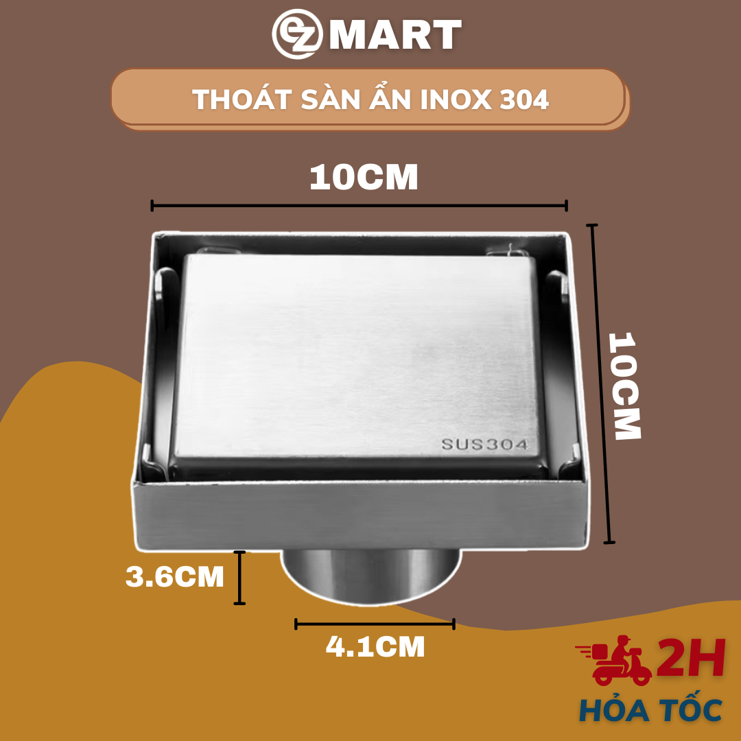 Ga thoát sàn ngăn mùi BC007 dòng âm gạch chất liệu Inox 304 cho ống chờ phễu thoát sàn ngăn mùi cao cấp