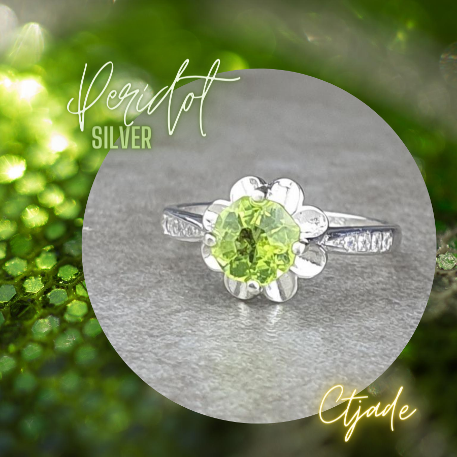 Nhẫn bạc đá peridot thiên nhiên | 20082901 | ctjade