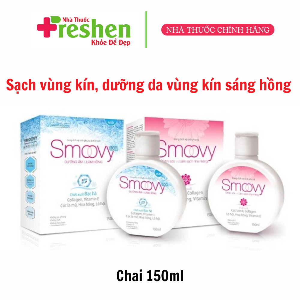 [HCM]Dung dịch vệ sinh phụ nữ Smoovy Cool mát lạnh - Giúp thơm hồng se khít (Lọ 150ml)