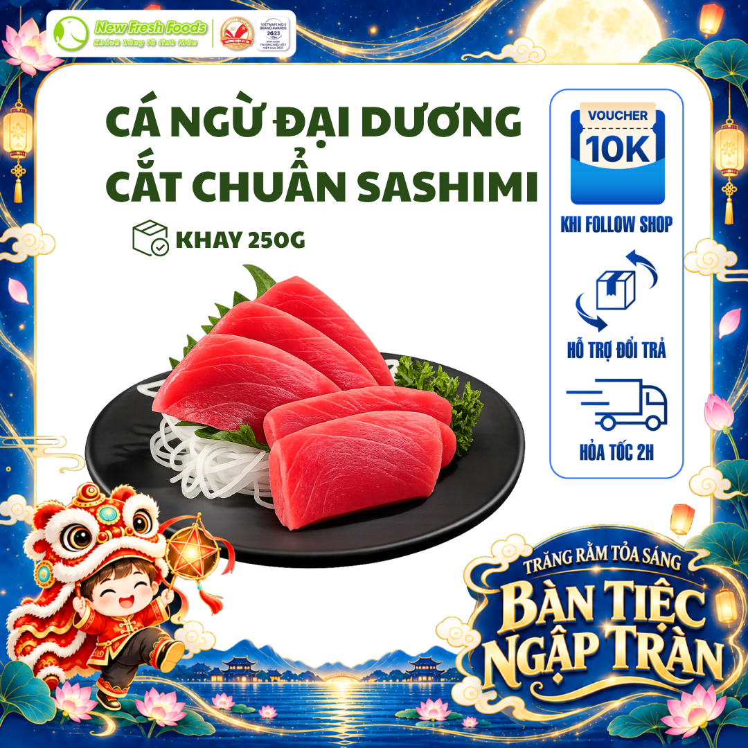 [HỎA TỐC HCM] Cá Ngừ đại dương cắt lát chuẩn Sashimi tươi ngon bổ dưỡng - Khay 250gr