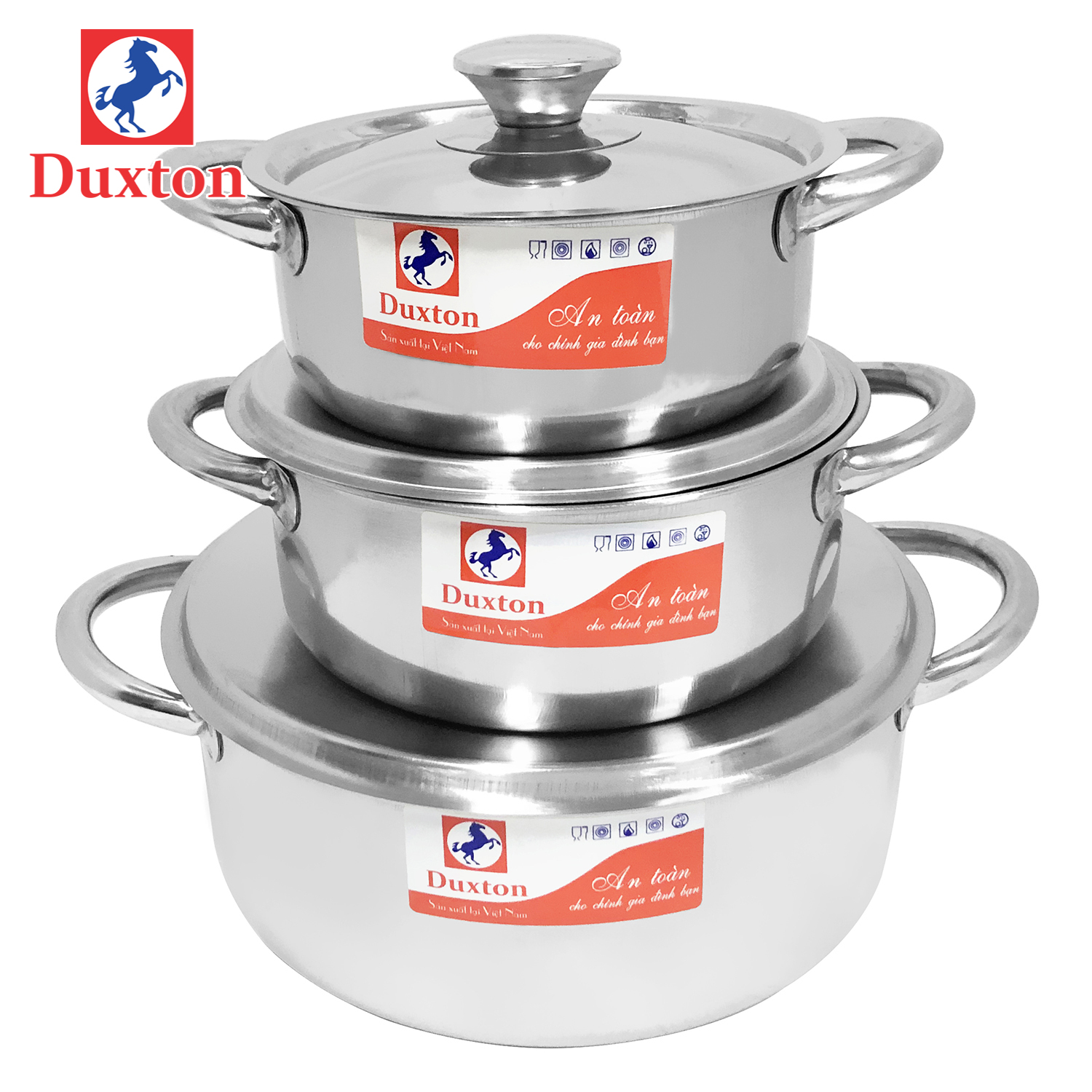 Bộ 3 nồi inox duxton dg-03md 16-18-24cm