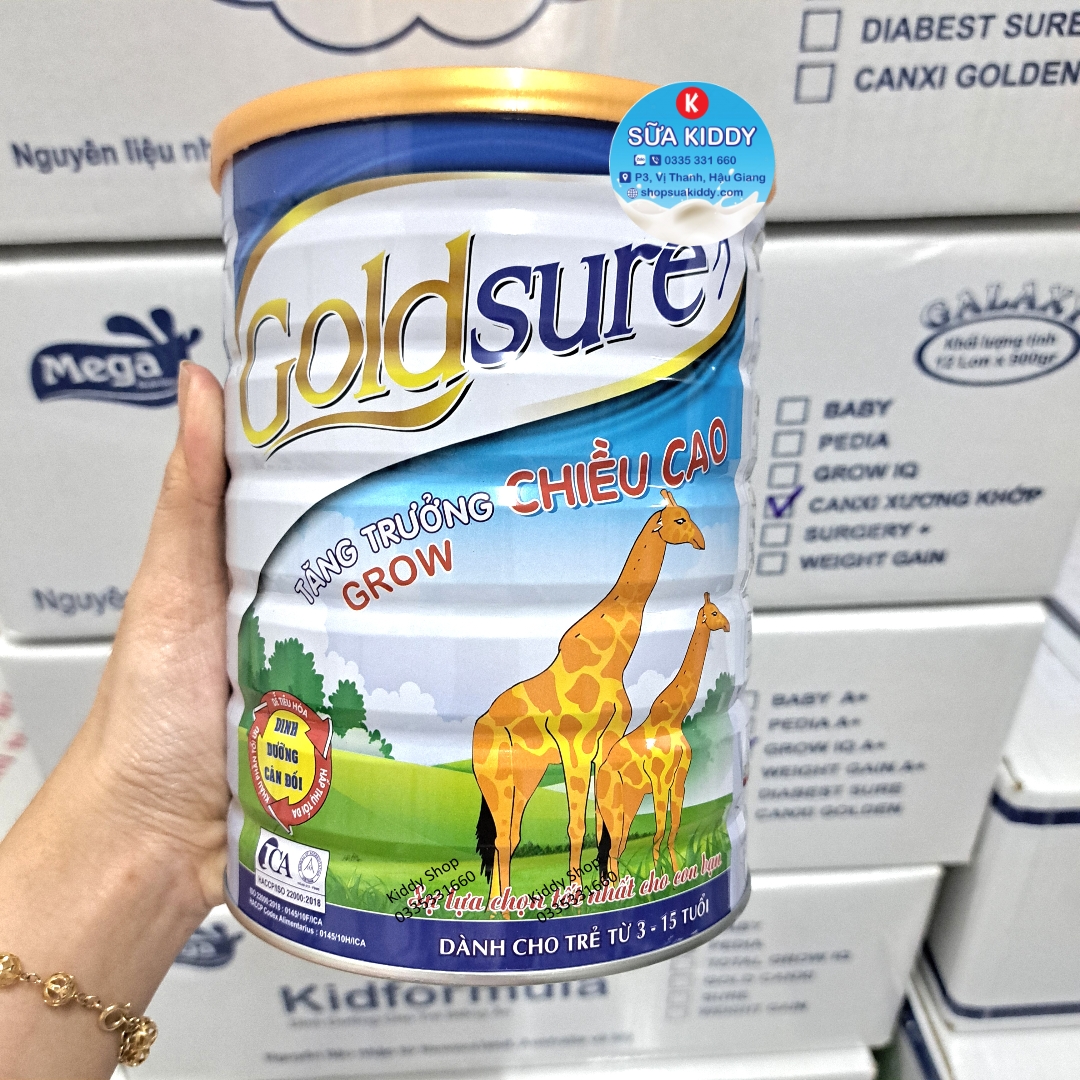 Sữa goldsure grow 900g giúp tăng chiều cao cho trẻ từ 1 – 16 tuổi