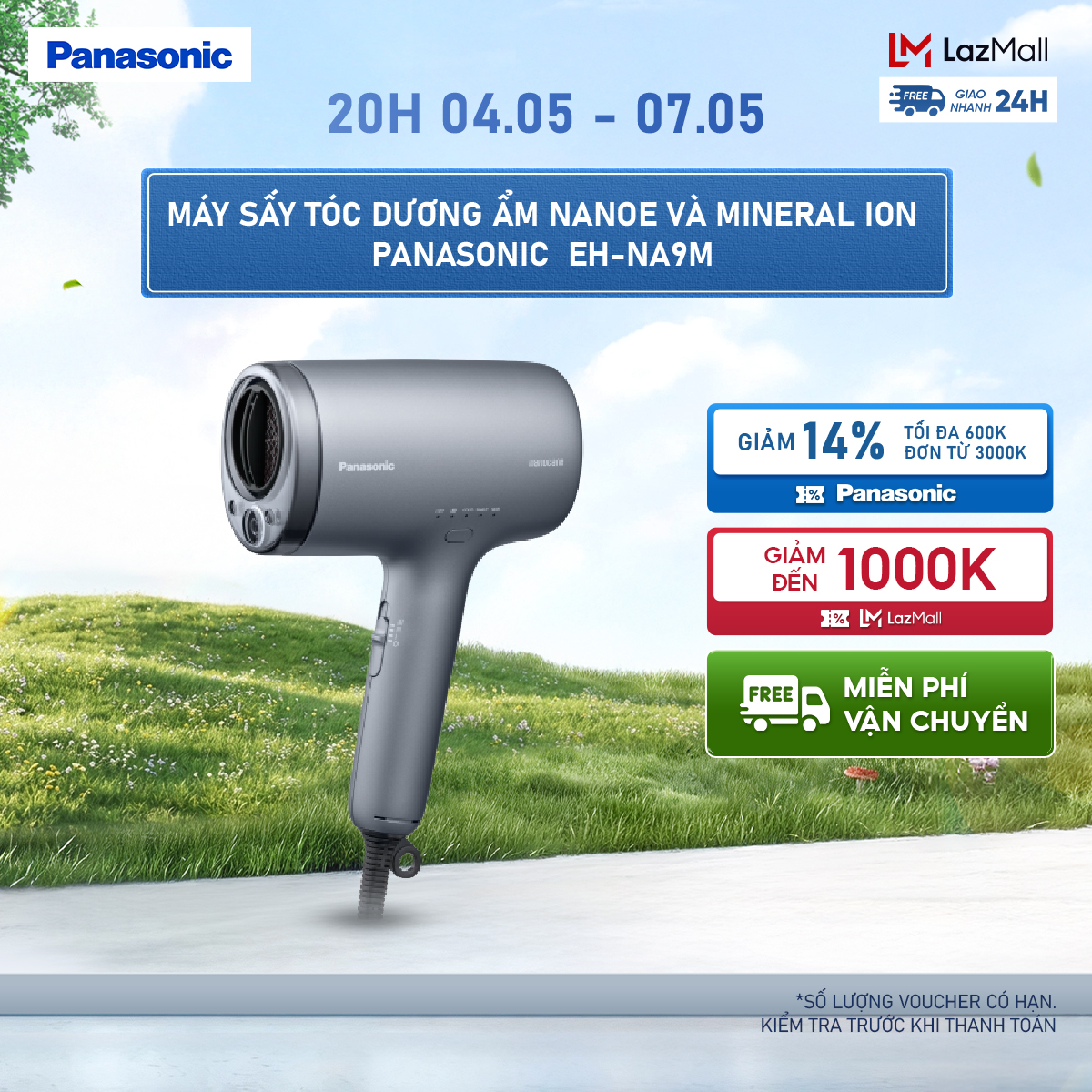 [Độc quyền Online]Máy sấy tóc dương ẩm nanoe và mineral Ion Panasonic  EH-NA9M mái tóc khỏe và đẹp hơn -  chống lại tia UV.