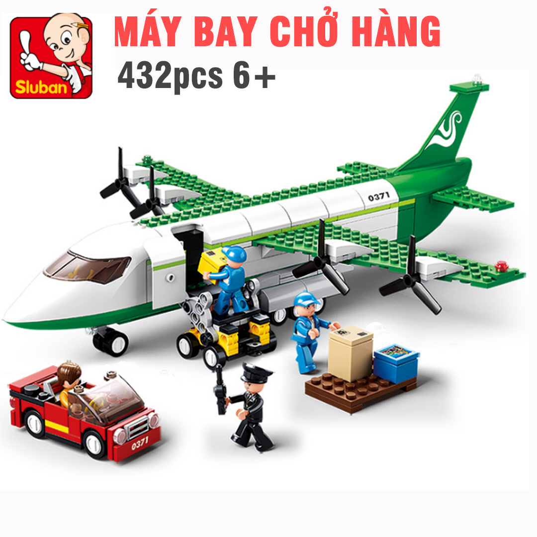 Mô hình lego máy bay chở hàng gồm 383 chi tiết đồ chơi trẻ em bằng nhựa cao cấp hãng Sluban
