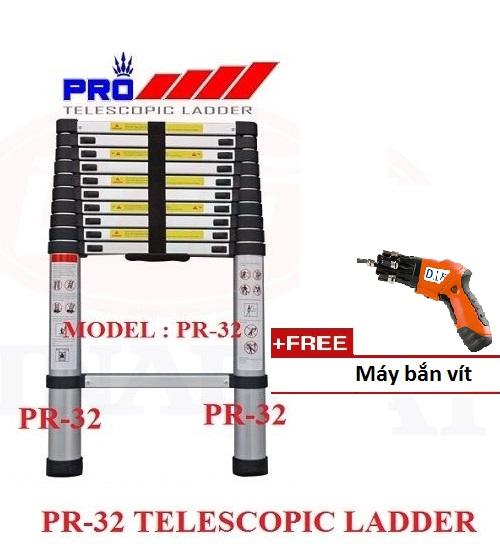 Thang nhôm rút gọn ladder 3.8m tặng kèm máy bắn vít