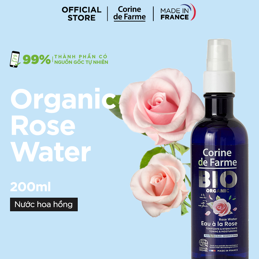Nước hoa hồng hữu cơ Corine de Farme Organic Rose Water 200ml