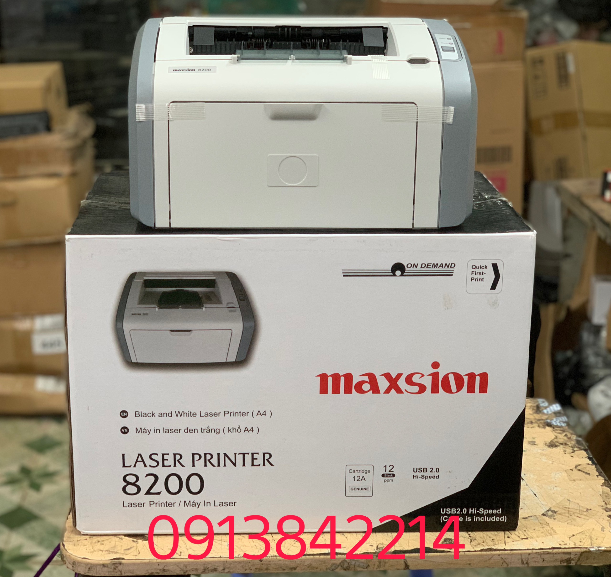 Máy in Maxsion 8200 new mới thay Canon LBP 2900 mới 100% bảo hành 12 tháng dùng chung mực 2900(12A=303)