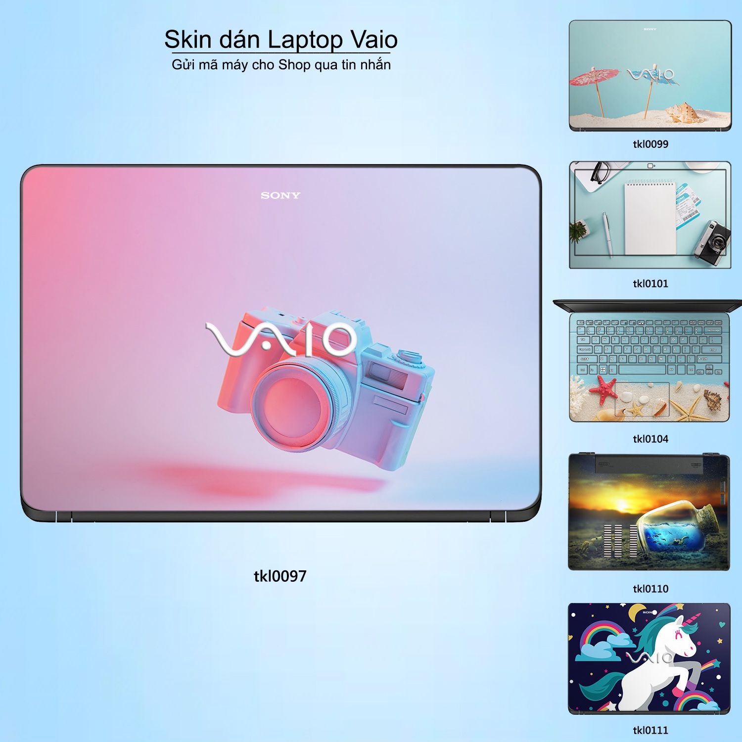 Decal Skin dán Laptop VAIO mẫu thiết kế (inbox mã máy cho shop)