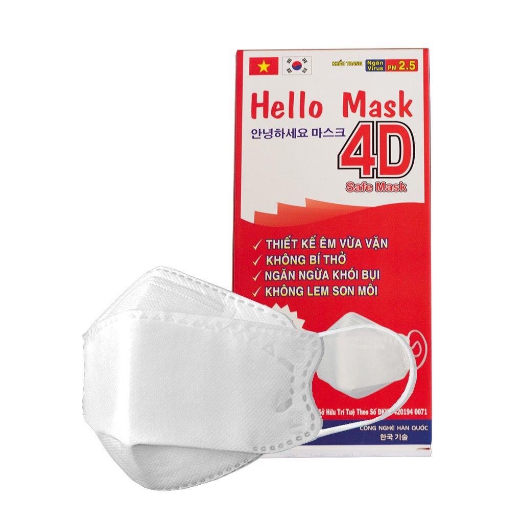Khẩu trang 4D kháng khuẩn Hello Mask - Hộp 10 cái - 5 màu lựa chọn