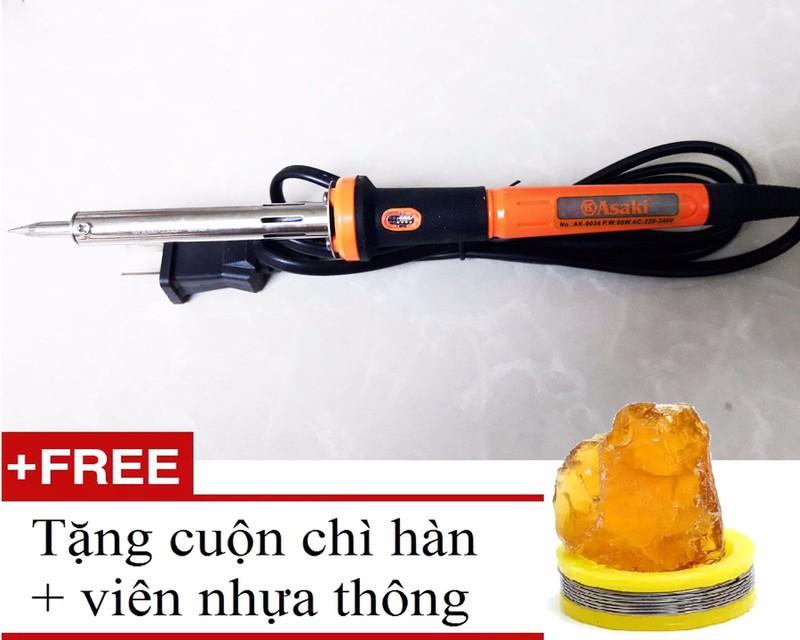 Mỏ hàn chì đầu nhọn cao cấp 60w asaki ak-9034 + tặng chì nhựa thông