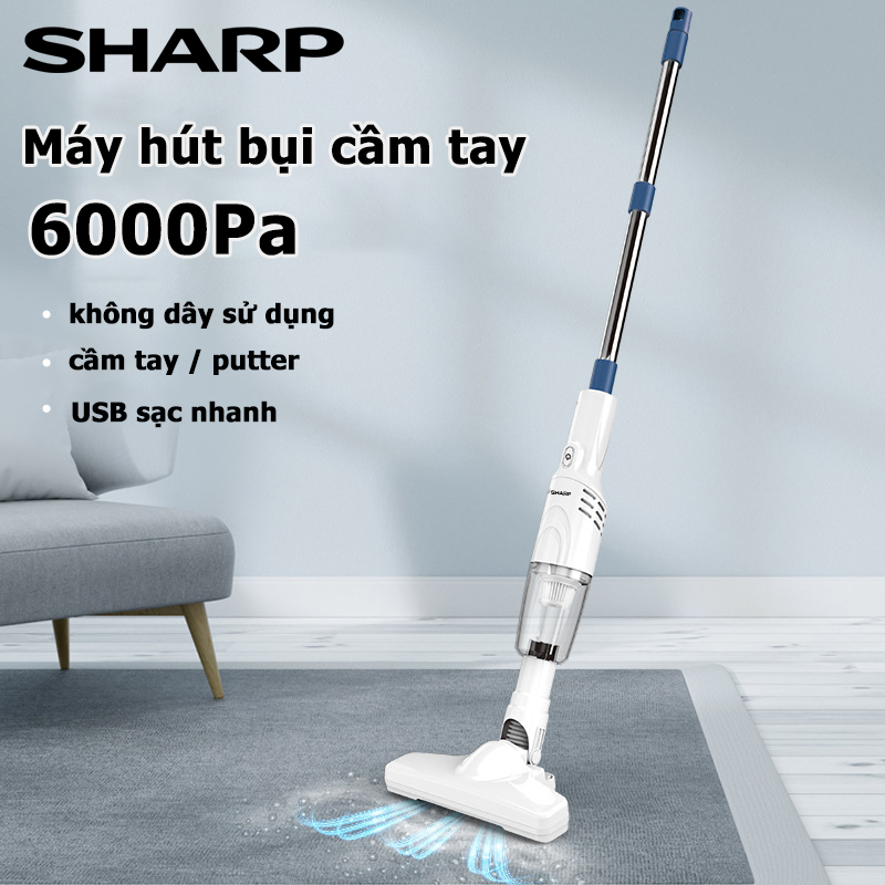 Sharp Máy hút bụi cầm tay mini không dây 120W, máy hút bụi giường nệm, máy hút bụi gia đình,may hut bui gia đình, gia dụng thông minh，Lực hút lớn 6000Pa