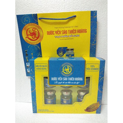 Hộp yến Thiên Hoàng không đường 15 % yến kèm túi giấy