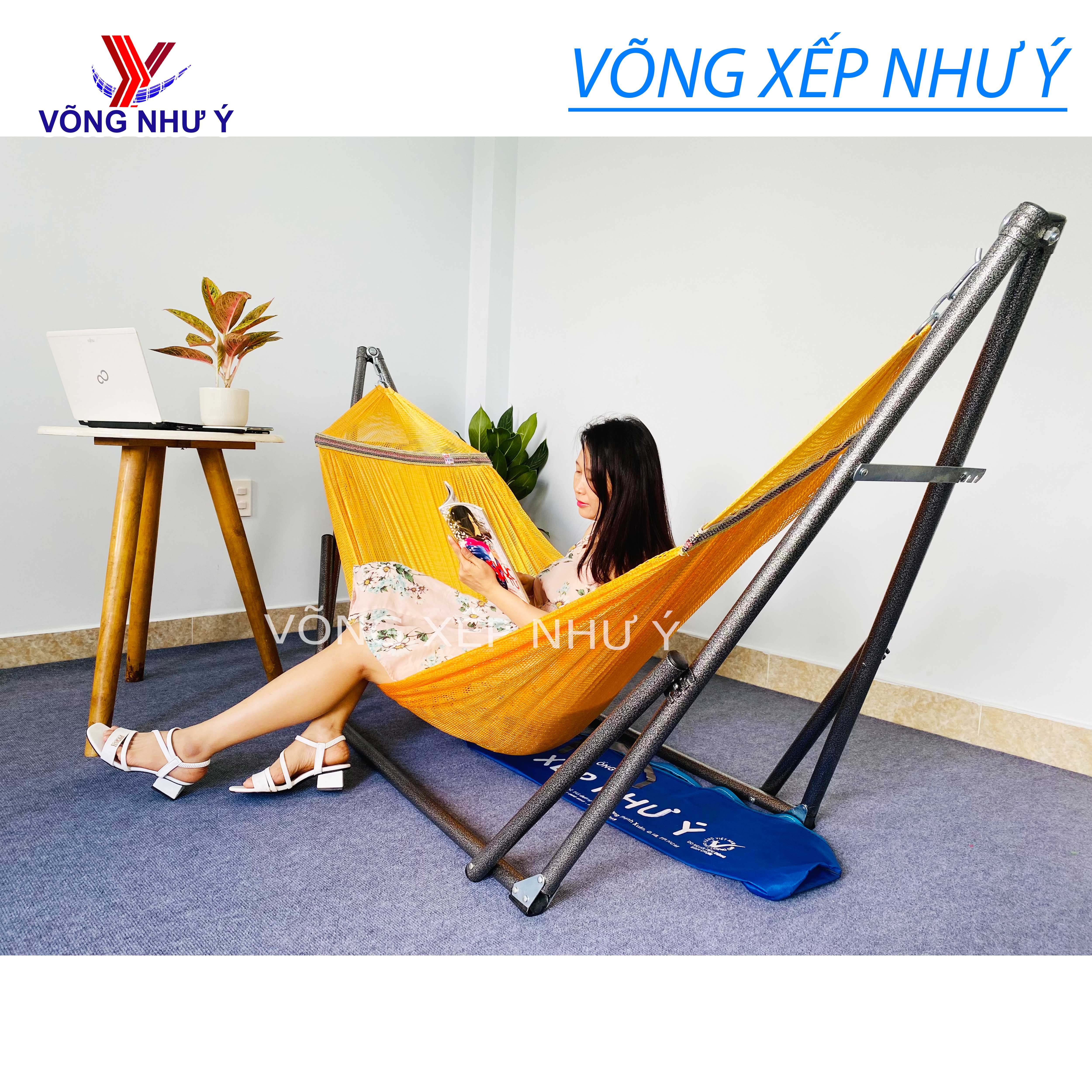 Võng xếp người lớn dày chắc chắn tiêu chuẩn Nhật Bản, giá võng gấp gọn thép sơn tĩnh điện võng lưới dày rộng bền nằm thoải mái 2 người