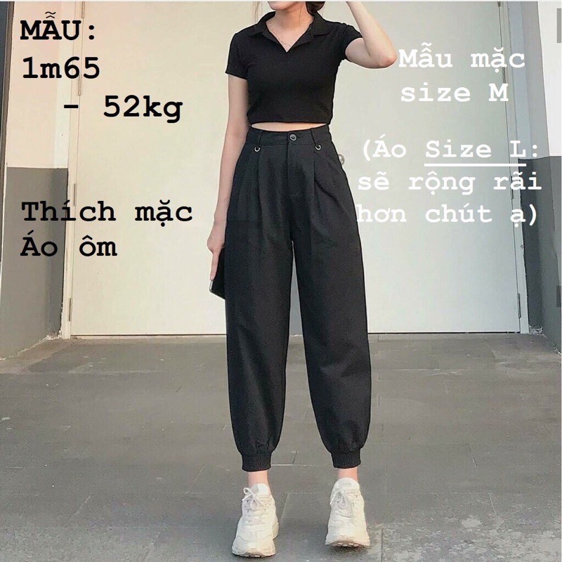 Áo polo croptop áo cổ trụ trơn