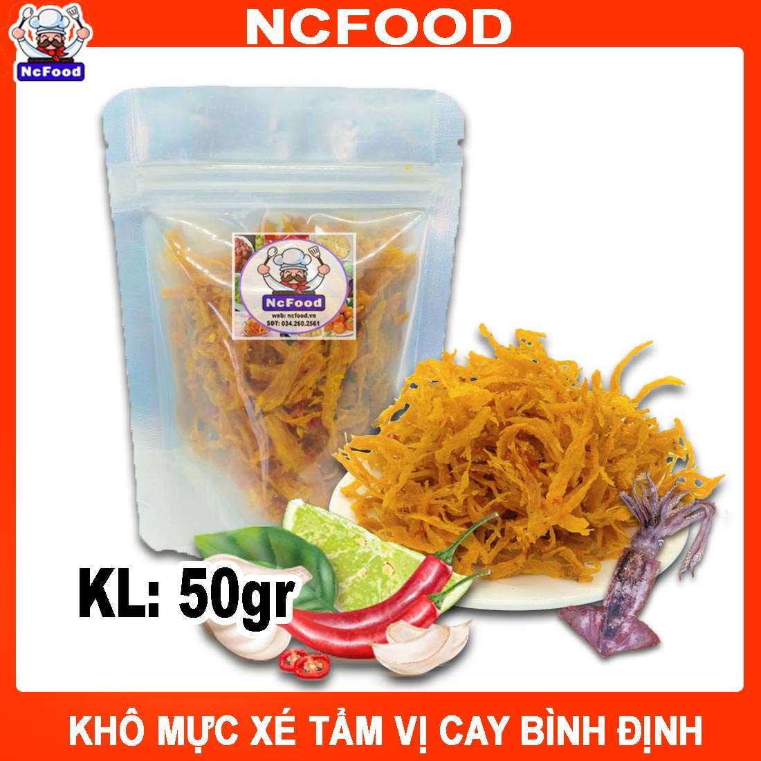 Khô mực xé cay bình định 50gr