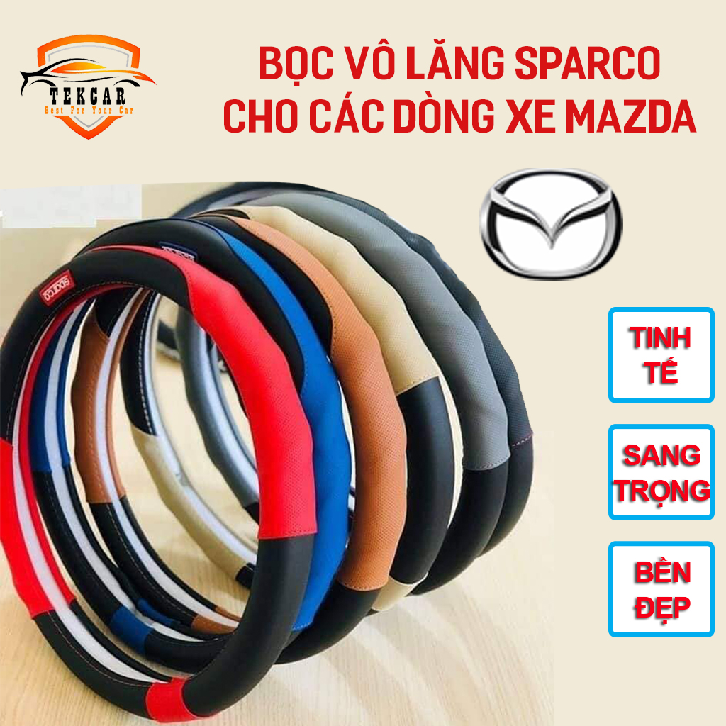 Bọc vô lăng, bọc da tay lái sparco cho xe Mazda 2, Mazda 3, Mazda 6, Mazda CX-5, Mazda CX-9, Mazda BT-50 , bọc tay lái, bọc da volang, bảo vệ bọc vô lăng nguyên bản các dòng ô tô xe hơi phổ thông size 38-39cm
