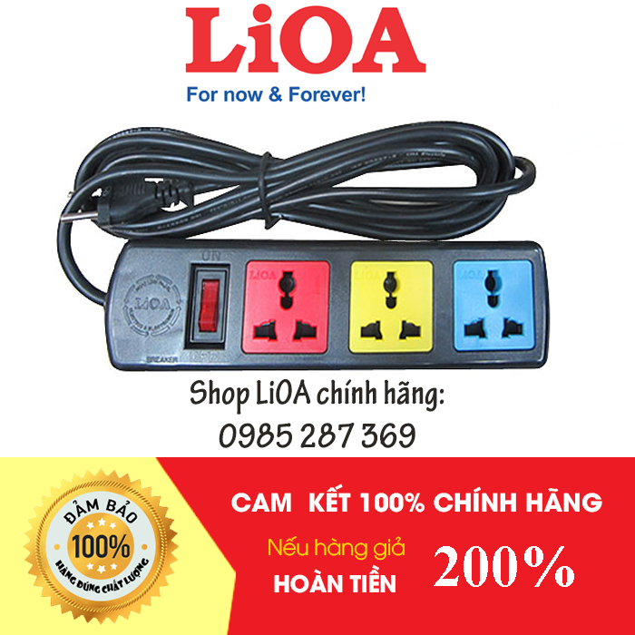 Ổ cắm kéo dài đa năng LiOA - 2200W 3 ổ cắm 2 lõi. Dây dài 3m/5m Công suất 10A
