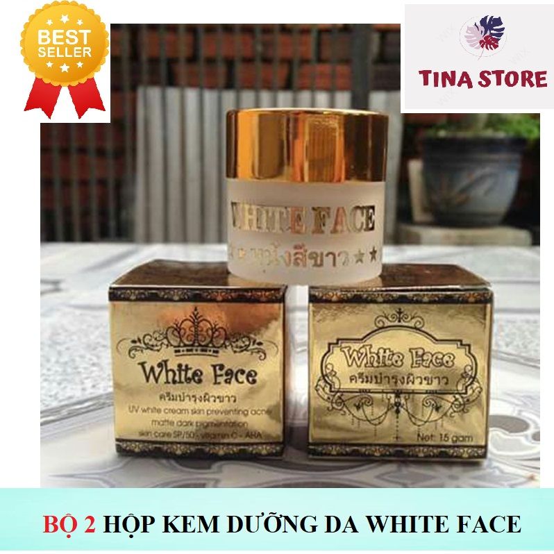 Bộ 2 hộp kem dưỡng siêu trắng da mặt white face - mẫu mới