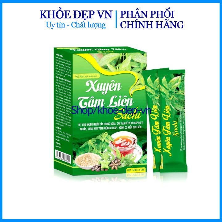 Trà hòa tan xuyên tâm liên sachi giúp ,virus, chống viêm, thanh nhiệt, tiêu độc, tiêu viêm sưng hộp 15 gói x 5 gam