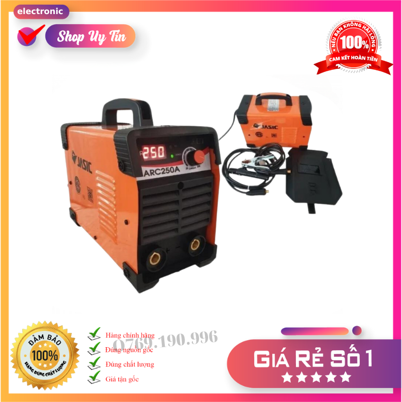 Máy hàn điện tử JASIC 250A hàng công ty chính hãng tặng kèm mặt nạ và đồ bảo hộ