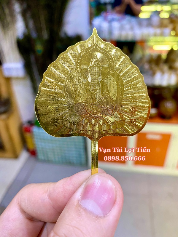 [HCM]Lá Bồ Đề Quan Âm Bồ Tát Mạ Vàng May Mắn