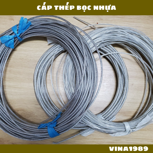 Dây cáp bọc nhựa 3mm, 4 mm, 5 mm, 6 mm, 8mm - vina1989