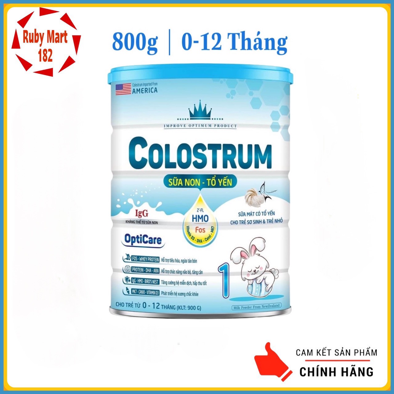 Sữa bột colostrum opticare 1 có chứa sữa non lon 900g - cho bé 0 -12 tháng