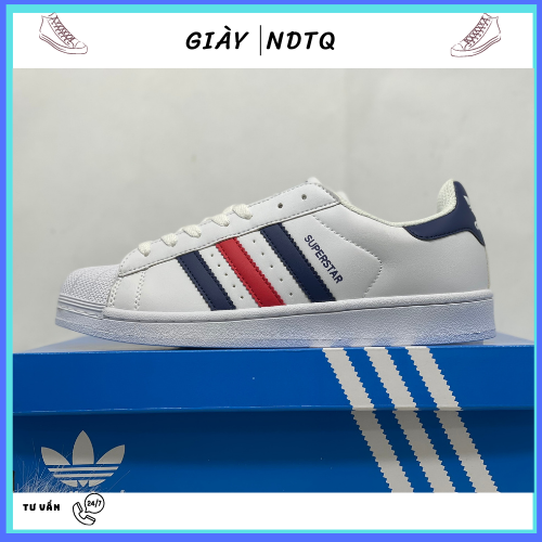 giày sò adidas superstar  vạch xanh đỏ giày sneaker SXD032