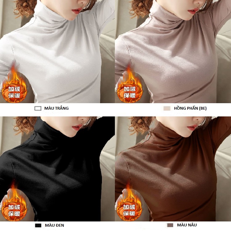 Áo thun giữ nhiệt áo giữ nhiệt nữ cao cổ lót nỉ phong cách hàn quóc hàng quảng châu, chất liệu cao cấp, mềm mại, thoáng khí, chống xù lông, thiết kế đơn giản, tối ưu