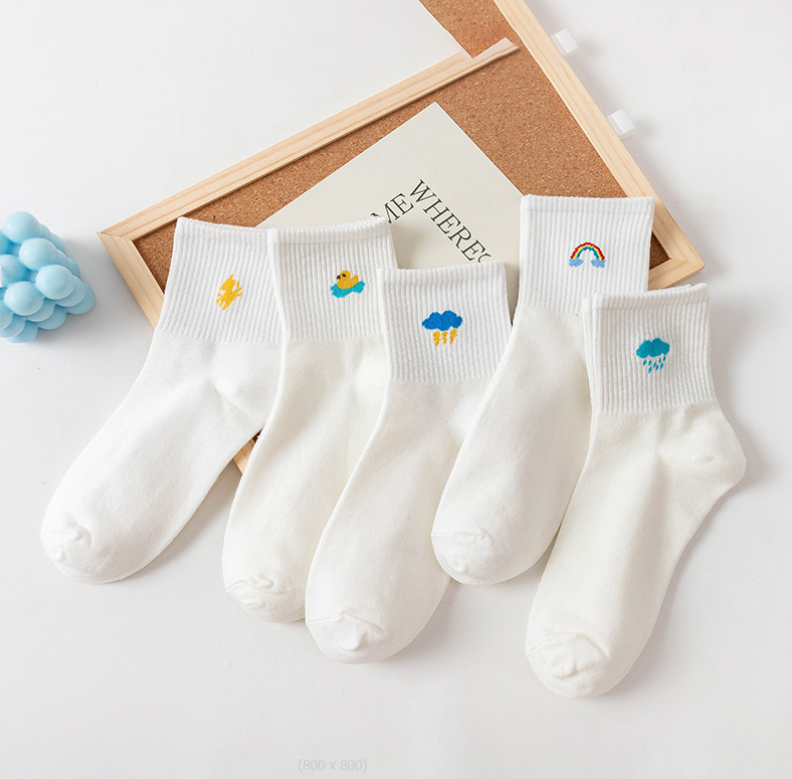 Set 5 đôi tất vớ nữ cao cổ mix icon thời tiết siêu hot
