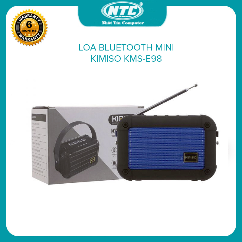 Loa bluetooth mini Kimiso KMS-E98 hỗ trợ nghe USB khe thẻ nhớ đài radio FM cắm dây AUX thoại rãnh tay có quai xách