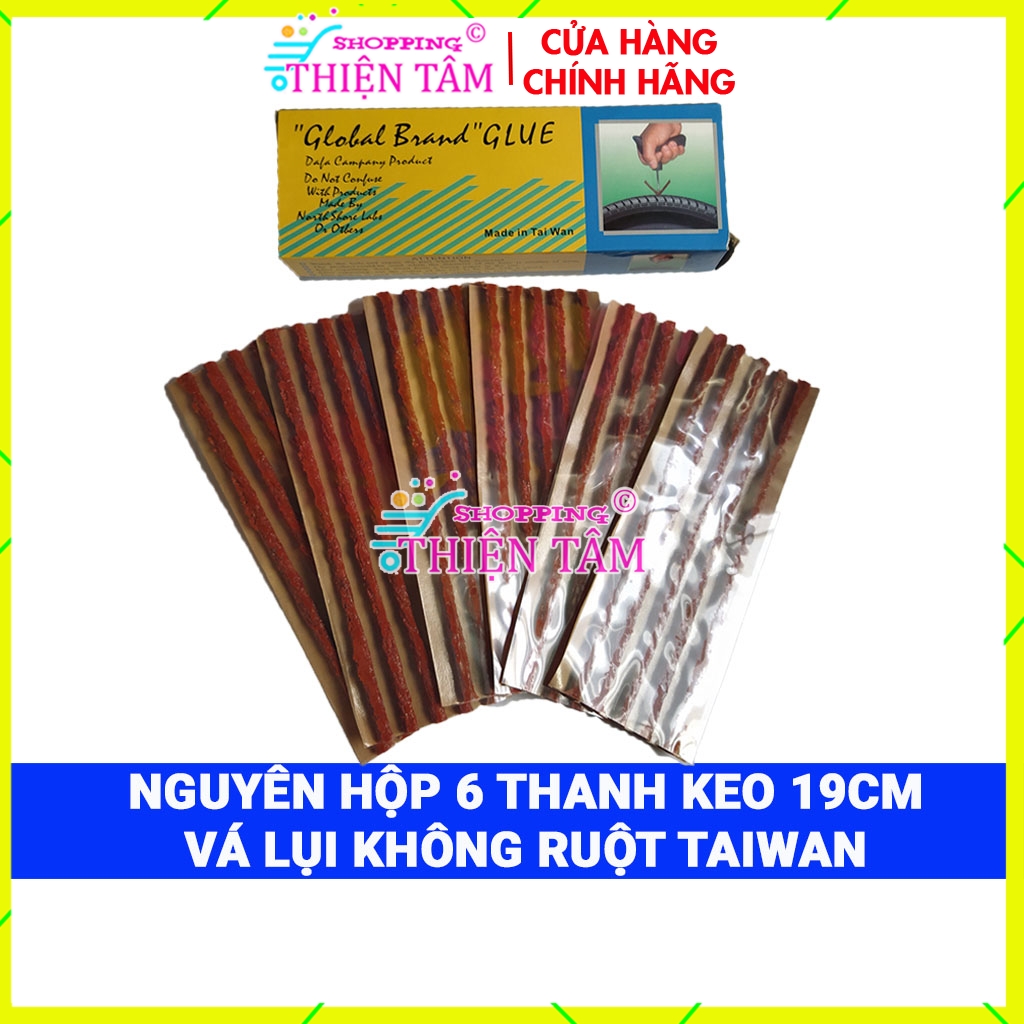 (Combo Nguyên Hộp) 1 Hộp 6 Thanh Keo 19.5cm Hãng Tawan Đài Loan Vá Dùi Vá Lụi Vá Rút Lốp Không Săm (Vỏ Không Ruột)