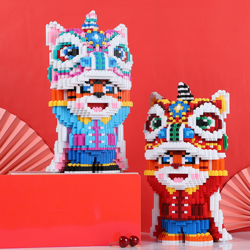 🆘🆘mô hình lắp gáp lego hổ múa lân 30cm 🆘🆘 bộ đồ chơi lego hổ múa lân mừng năm mới