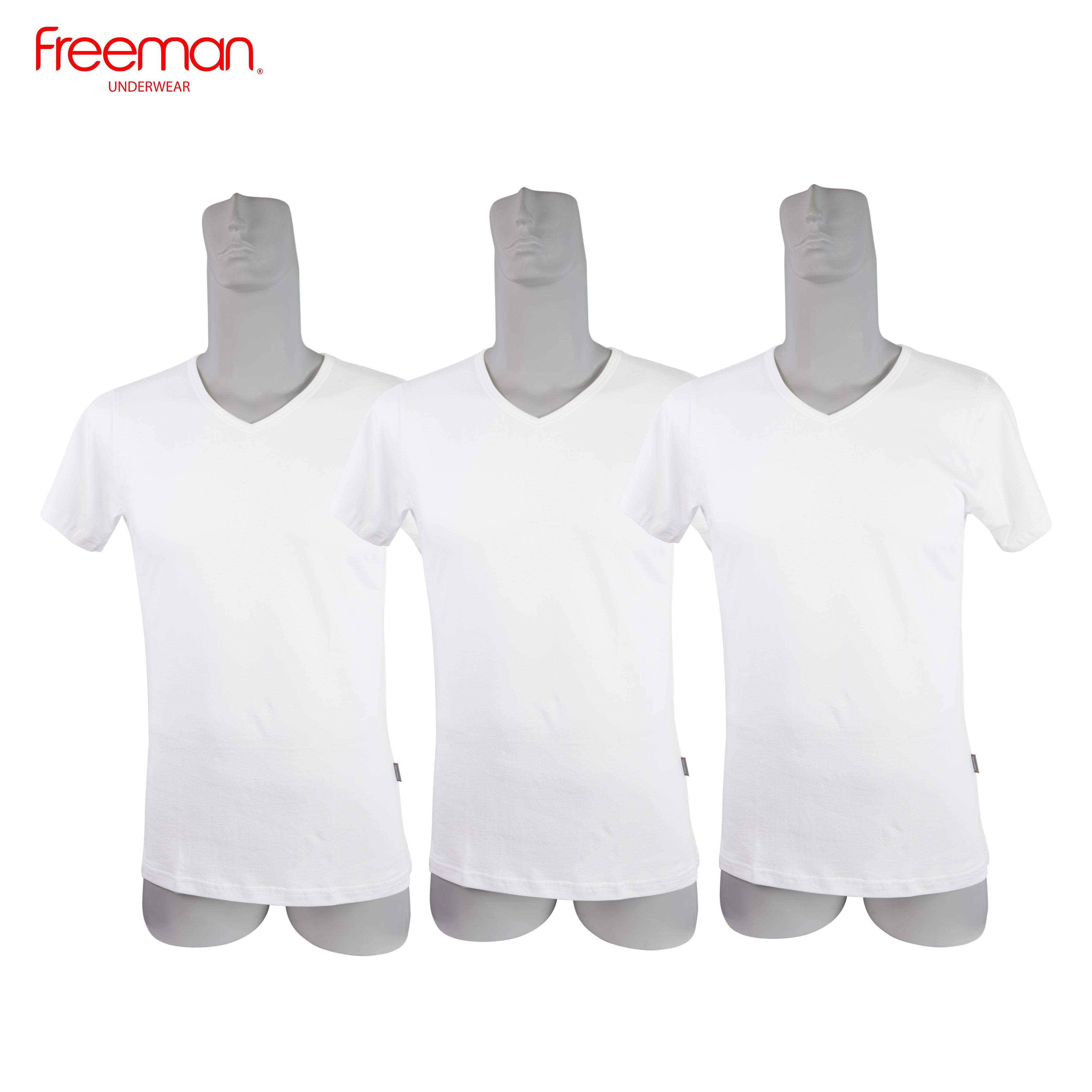 Áo thun nam Freeman, cổ tim tay ngắn, chất liệu cotton thoáng mát TSF315 [Combo 3]