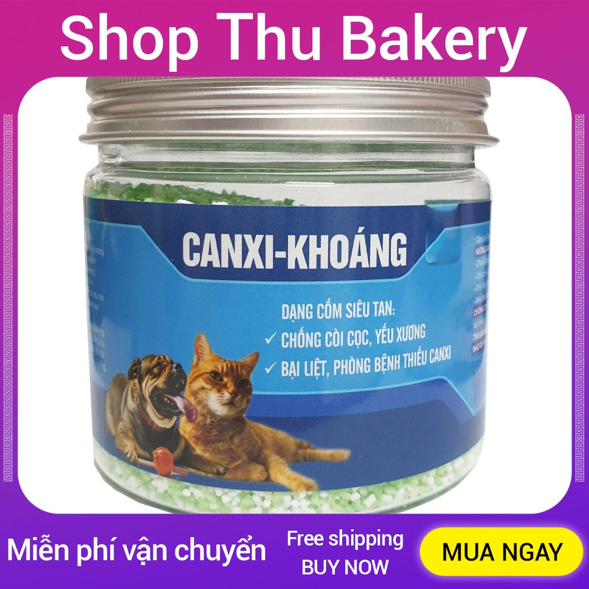 Cốm bổ sung khoáng calci cho chó mèo thương xuyên - Canxi Khoáng 200g DTK59411996 - Shop Thu Bakery - Nuggets of calcium mineral supplements for dogs and cats Thuong Xuyen - Calcium mineral 200g